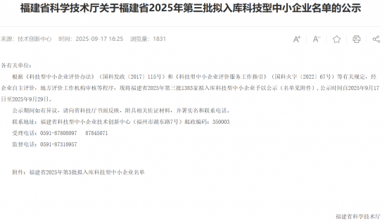 再添新譽(yù)！三明數(shù)字城服入選省2025年科技型中小企業(yè)